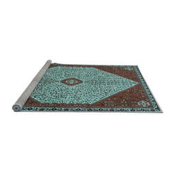 Sideview of Machine Washable Persian Light Blue Traditional Rug, wshtr3201lblu