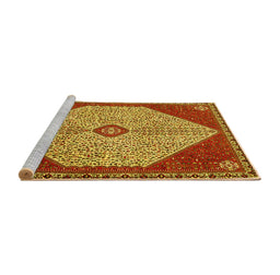 Sideview of Machine Washable Persian Yellow Traditional Rug, wshtr3201yw