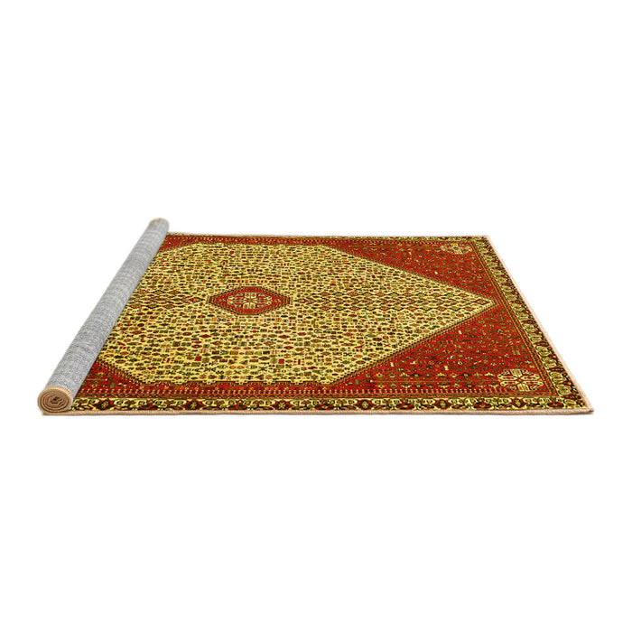 Sideview of Machine Washable Persian Yellow Traditional Rug, wshtr3201yw