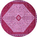 Round Persian Pink Traditional Rug, tr3201pnk