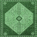 Square Machine Washable Persian Emerald Green Traditional Area Rugs, wshtr3201emgrn