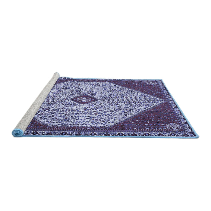 Sideview of Machine Washable Persian Blue Traditional Rug, wshtr3201blu