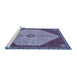 Sideview of Machine Washable Persian Blue Traditional Rug, wshtr3201blu