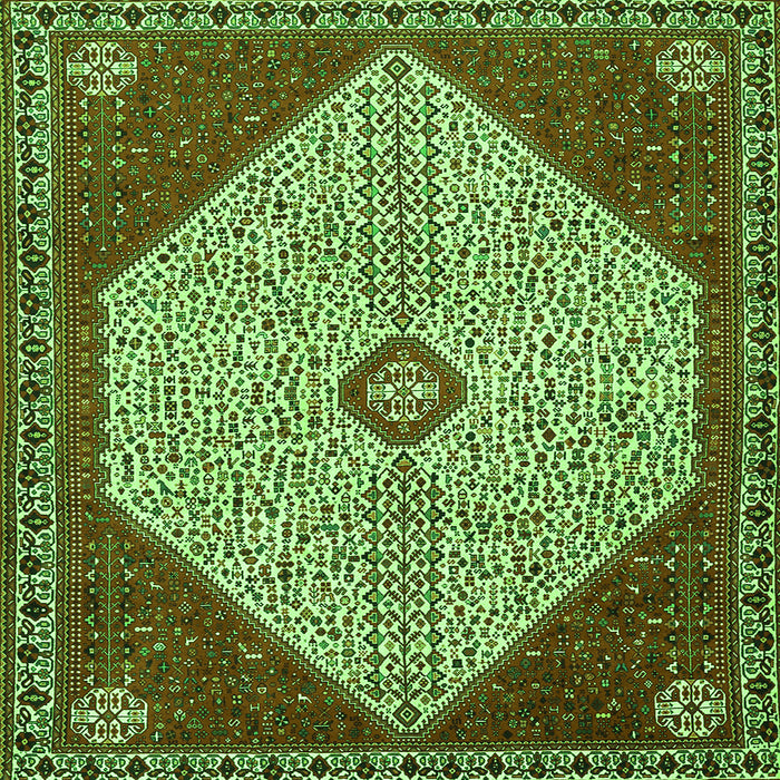 Round Machine Washable Persian Green Traditional Area Rugs, wshtr3201grn