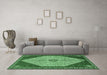 Machine Washable Persian Emerald Green Traditional Area Rugs in a Living Room,, wshtr3201emgrn