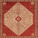 Round Machine Washable Persian Orange Traditional Area Rugs, wshtr3201org