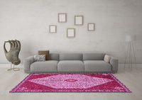 Machine Washable Persian Pink Traditional Rug, wshtr3201pnk