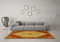 Machine Washable Persian Yellow Traditional Rug, wshtr3201yw