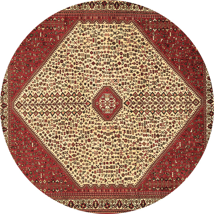 Round Persian Brown Traditional Rug, tr3201brn
