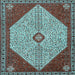 Square Machine Washable Persian Light Blue Traditional Rug, wshtr3201lblu