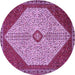 Round Machine Washable Persian Purple Traditional Area Rugs, wshtr3201pur