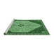 Sideview of Machine Washable Persian Emerald Green Traditional Area Rugs, wshtr3201emgrn