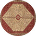 Round Machine Washable Persian Brown Traditional Rug, wshtr3201brn