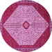 Round Machine Washable Persian Pink Traditional Rug, wshtr3201pnk