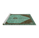 Sideview of Machine Washable Persian Turquoise Traditional Area Rugs, wshtr3201turq