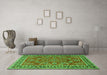 Machine Washable Persian Green Traditional Area Rugs in a Living Room,, wshtr3202grn