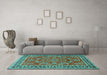 Machine Washable Persian Turquoise Traditional Area Rugs in a Living Room,, wshtr3202turq