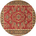 Round Persian Brown Traditional Rug, tr3202brn