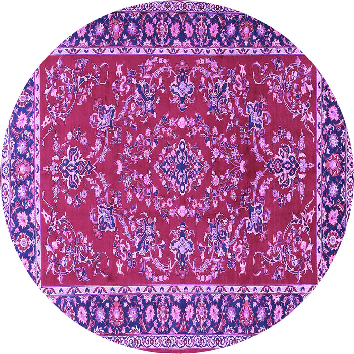 Round Machine Washable Persian Purple Traditional Area Rugs, wshtr3202pur