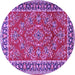 Round Machine Washable Persian Purple Traditional Area Rugs, wshtr3202pur