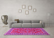 Machine Washable Persian Pink Traditional Rug in a Living Room, wshtr3202pnk