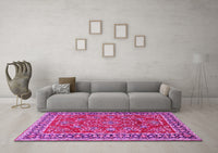 Machine Washable Persian Pink Traditional Rug, wshtr3202pnk