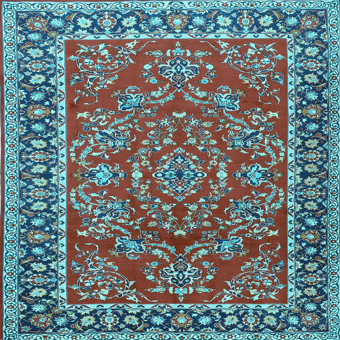 Square Machine Washable Persian Light Blue Traditional Rug, wshtr3202lblu