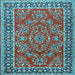 Square Machine Washable Persian Light Blue Traditional Rug, wshtr3202lblu