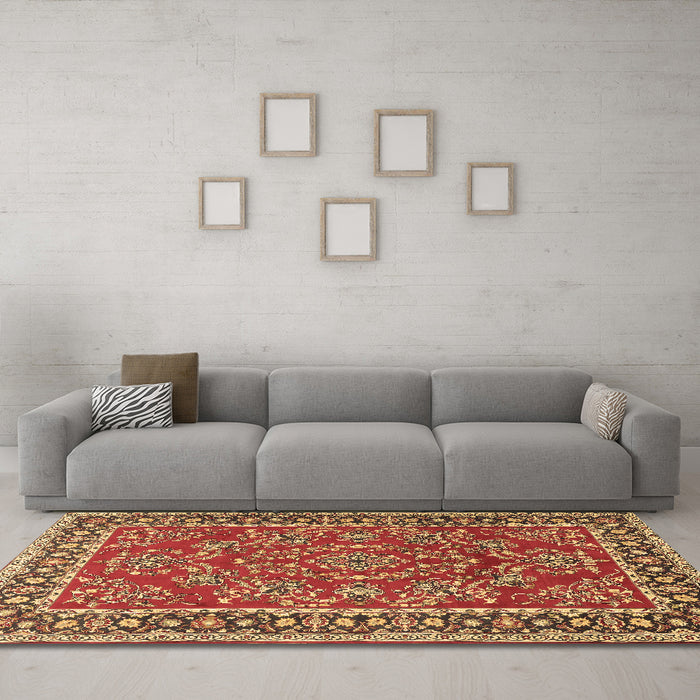 Machine Washable Persian Brown Traditional Rug in a Living Room,, wshtr3202brn