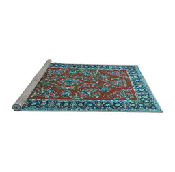 Sideview of Machine Washable Persian Light Blue Traditional Rug, wshtr3202lblu