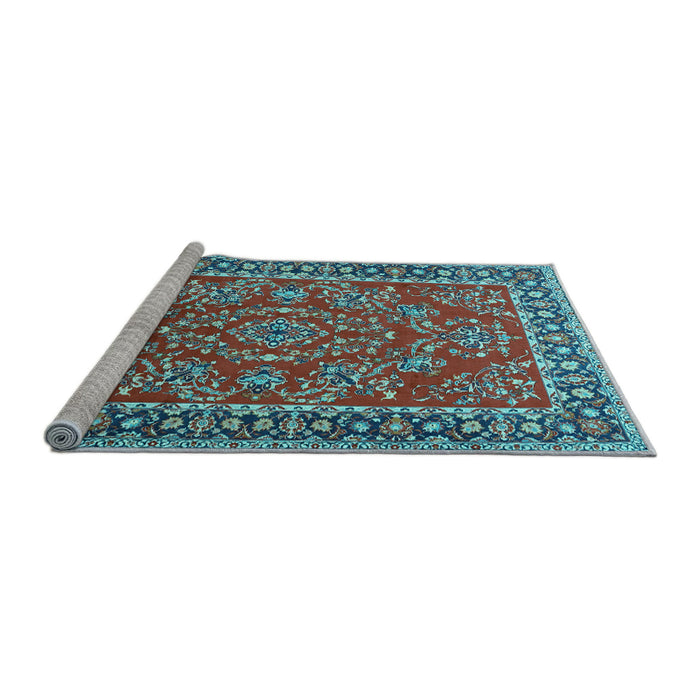Sideview of Machine Washable Persian Light Blue Traditional Rug, wshtr3202lblu