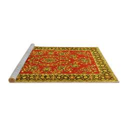Sideview of Machine Washable Persian Yellow Traditional Rug, wshtr3202yw