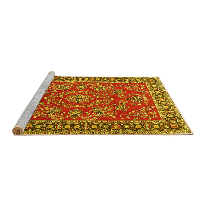 Sideview of Machine Washable Persian Yellow Traditional Rug, wshtr3202yw