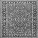 Round Machine Washable Persian Gray Traditional Rug, wshtr3202gry