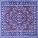 Square Machine Washable Persian Blue Traditional Rug, wshtr3202blu