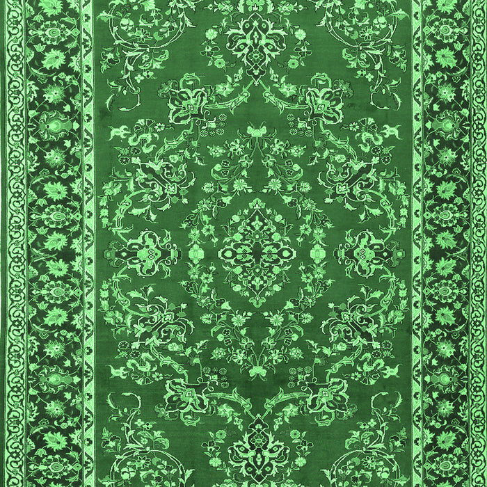 Machine Washable Persian Emerald Green Traditional Area Rugs, wshtr3202emgrn