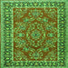 Round Machine Washable Persian Green Traditional Area Rugs, wshtr3202grn