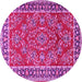 Round Machine Washable Persian Pink Traditional Rug, wshtr3202pnk