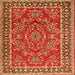 Round Machine Washable Persian Orange Traditional Area Rugs, wshtr3202org