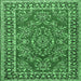 Square Machine Washable Persian Emerald Green Traditional Area Rugs, wshtr3202emgrn