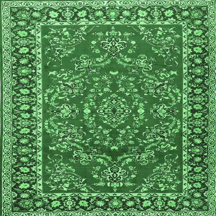 Square Persian Emerald Green Traditional Rug, tr3202emgrn