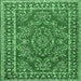 Square Persian Emerald Green Traditional Rug, tr3202emgrn