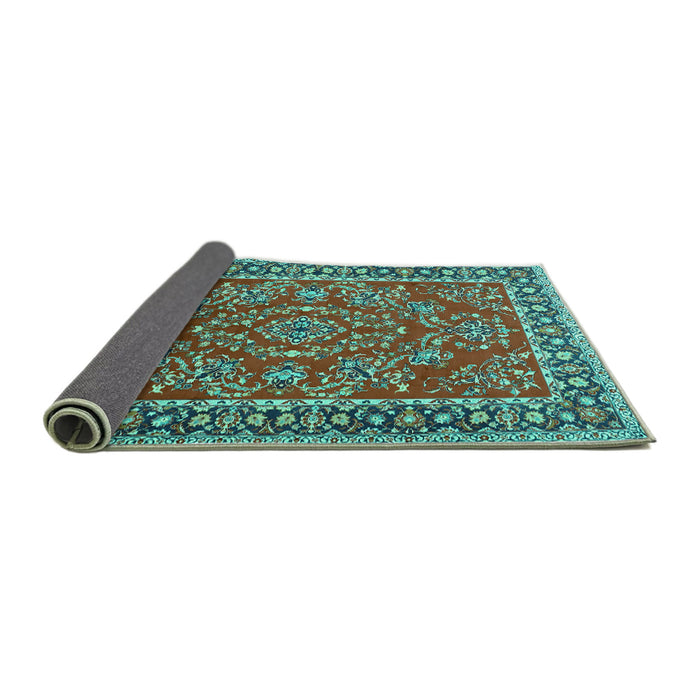 Sideview of Persian Turquoise Traditional Rug, tr3202turq