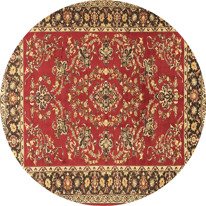 Round Machine Washable Persian Brown Traditional Rug, wshtr3202brn