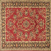 Square Machine Washable Persian Brown Traditional Rug, wshtr3202brn