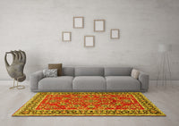 Machine Washable Persian Yellow Traditional Rug, wshtr3202yw