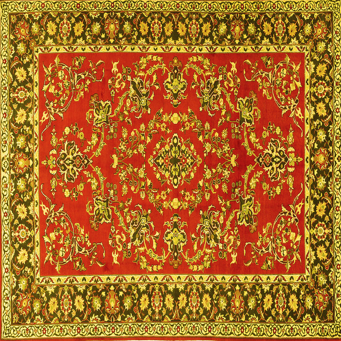 Square Persian Yellow Traditional Rug, tr3202yw