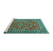 Sideview of Machine Washable Persian Turquoise Traditional Area Rugs, wshtr3202turq