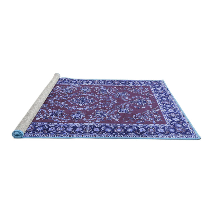 Sideview of Machine Washable Persian Blue Traditional Rug, wshtr3202blu