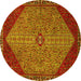 Round Persian Yellow Traditional Rug, tr3203yw